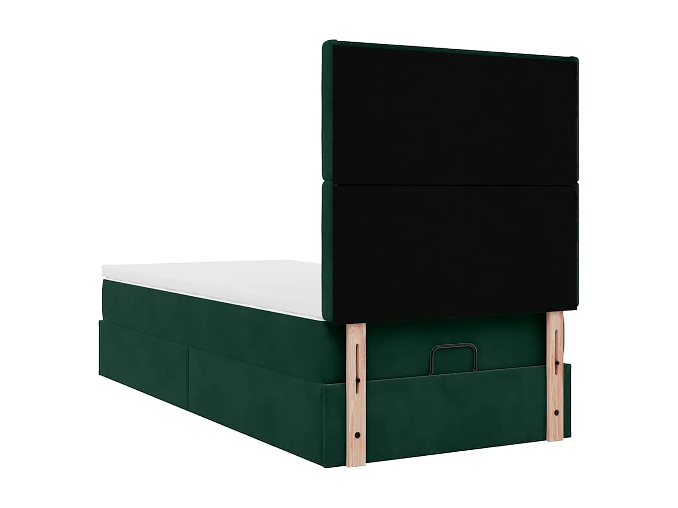 Ottoman-Bett mit Matratzen & LEDs Dunkelgrün 90x200 cm Samt
