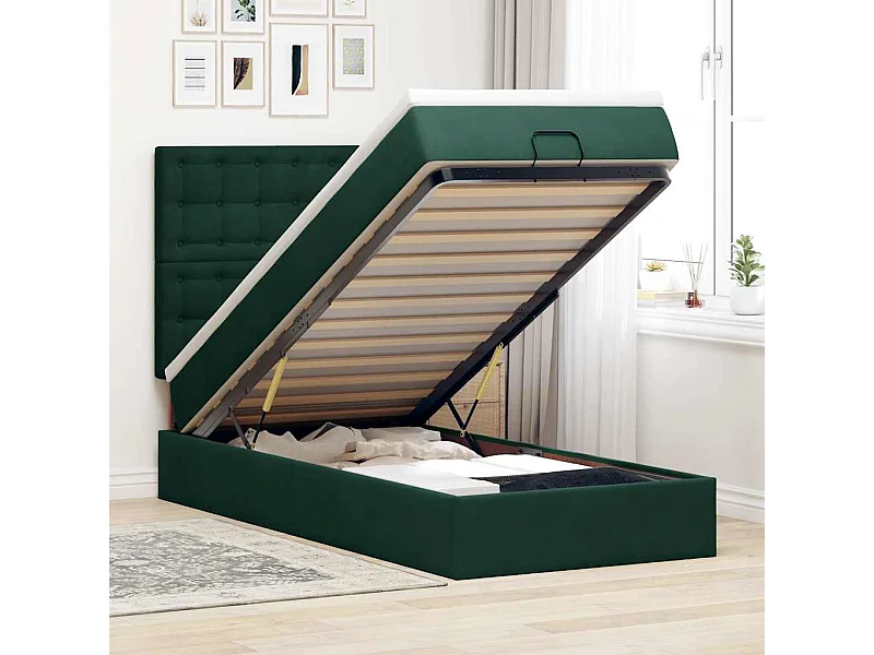 Struttura Letto Pouf con Materassi 90x200 cm in Velluto