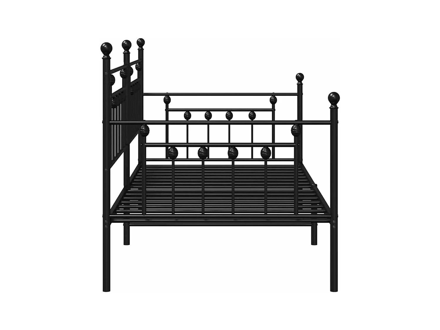 Cadre de lit de jour avec tête de lit Noir 90 x 200 cm Acier