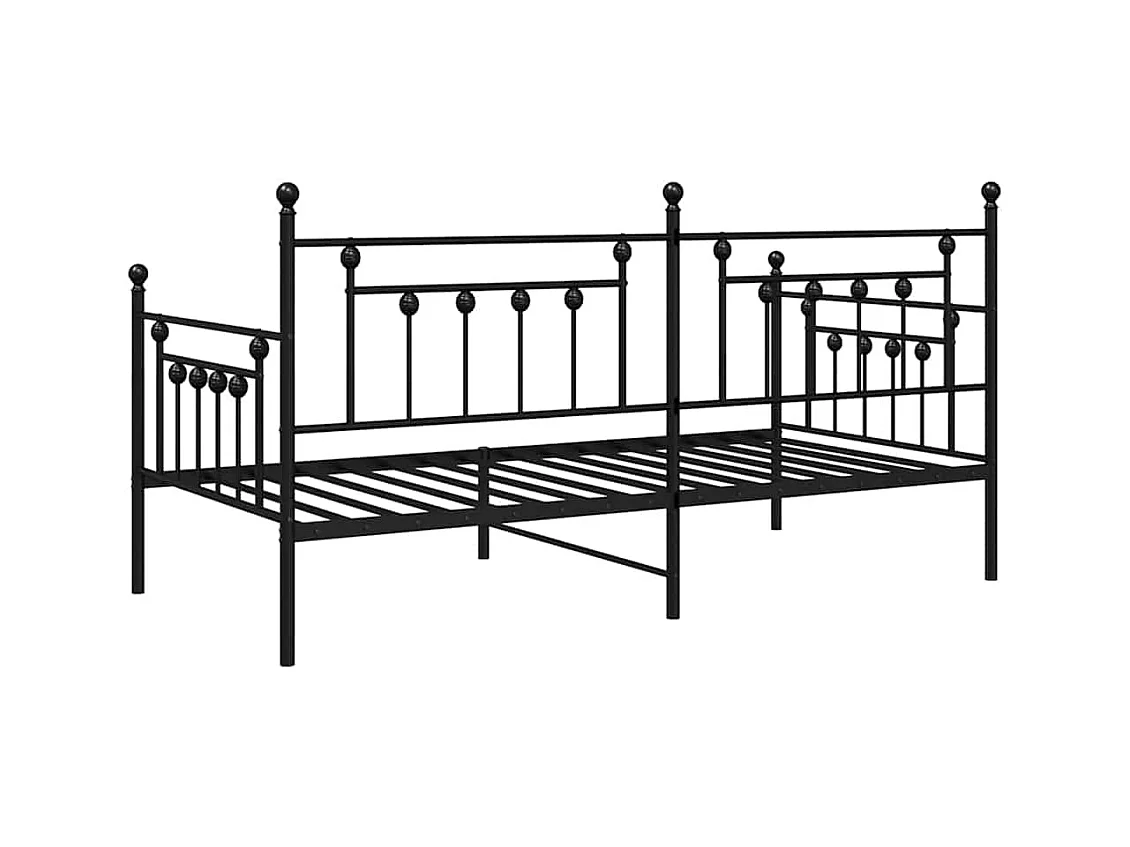Cadre de lit de jour avec tête de lit Noir 90 x 200 cm Acier