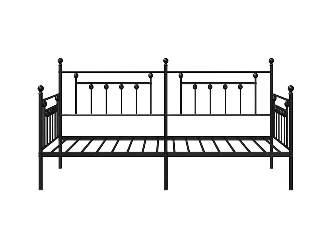 Tagesbettrahmen mit Kopfteil Schwarz 90 x 200 cm Stahl