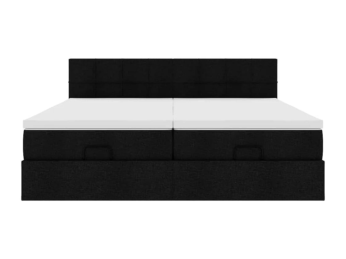 Ottoman-Bett mit Matratzen & LEDs Schwarz 160x200 cm Stoff