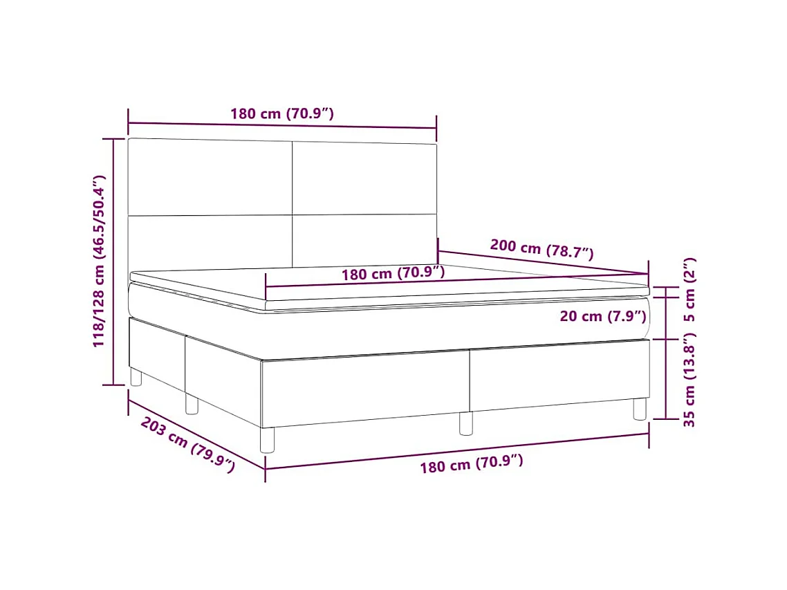 Sommier à lattes de lit et matelas et LED Vert foncé 180x200 cm