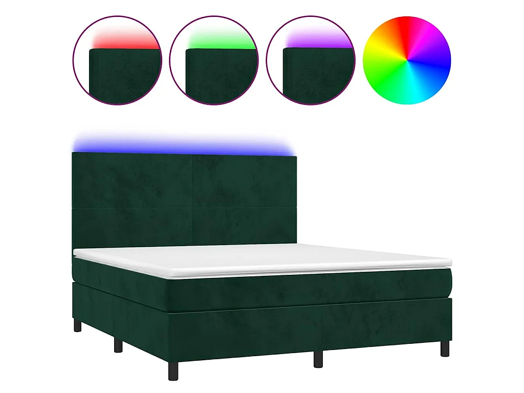 Boxspring met matras en LED fluweel donkergroen 180x200 cm