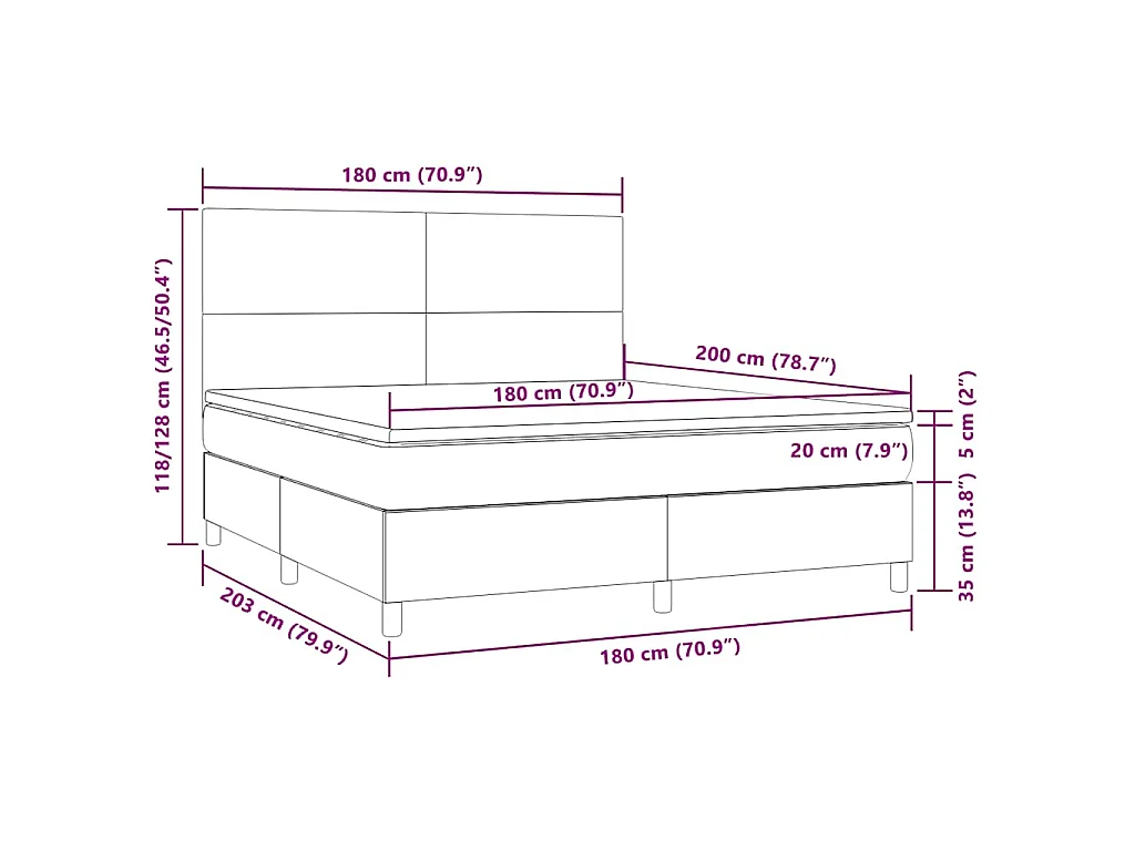 Boxspring met matras en LED fluweel donkergroen 180x200 cm
