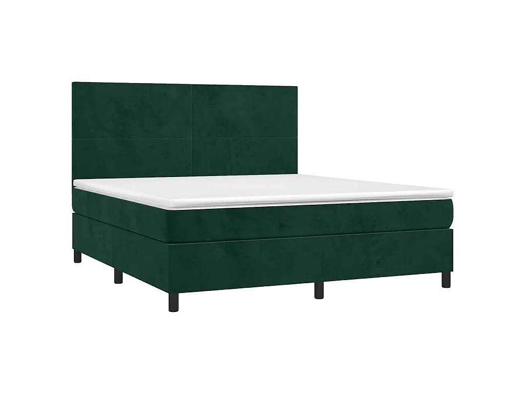 Sommier à lattes de lit et matelas et LED Vert foncé 180x200 cm