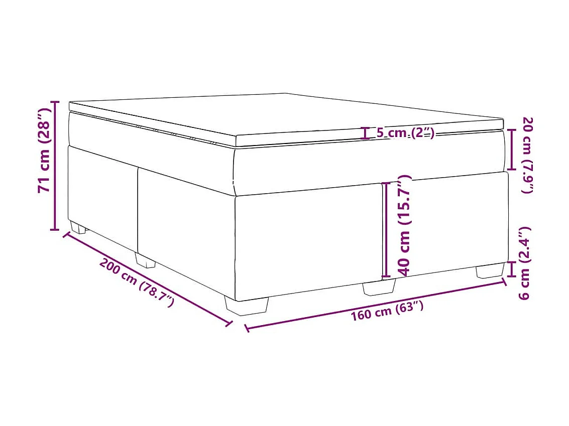 Boxspringbett mit Matratze Schwarz 160x200 cm Stoff
