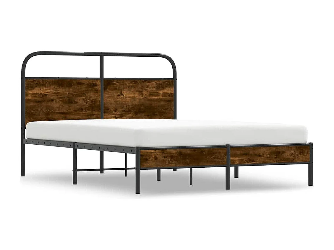 Cadre de lit sans matelas 140x190 cm chêne fumé bois ingénierie