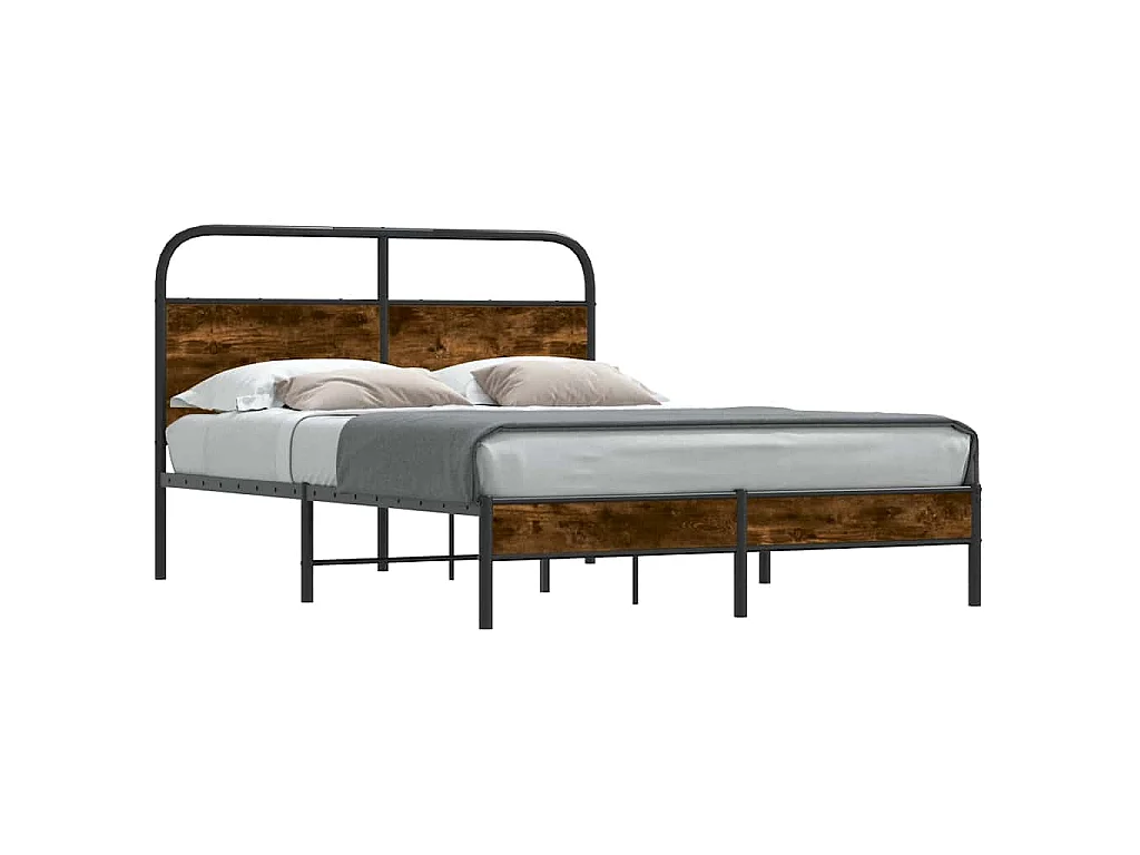 Cadre de lit sans matelas 140x190 cm chêne fumé bois ingénierie
