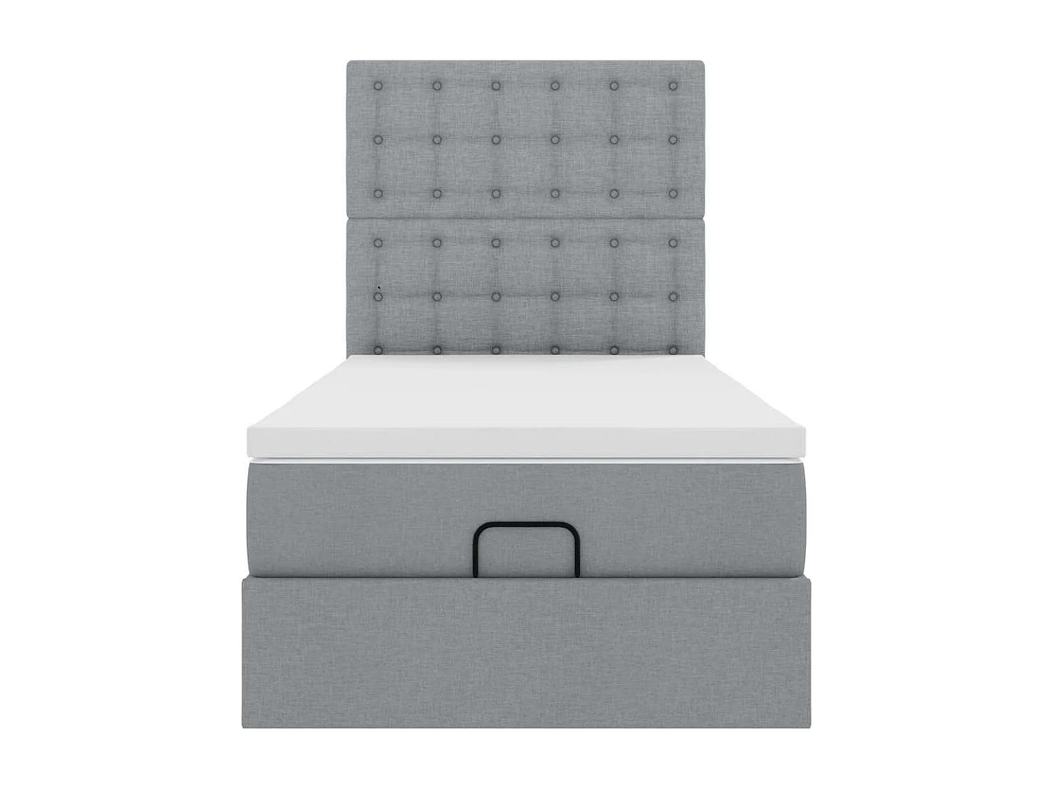 Cadre de lit ottoman et matelas gris clair 90x190 cm tissu