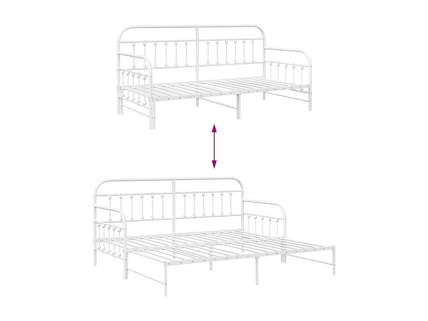 Estructura de cama de día con cabecera Blanco 90 x 190 cm Acero