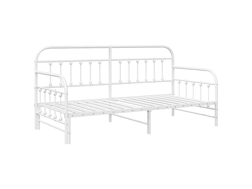 Cadre de lit de jour Blanc 90 x 190 cm Acier enduit de poudre