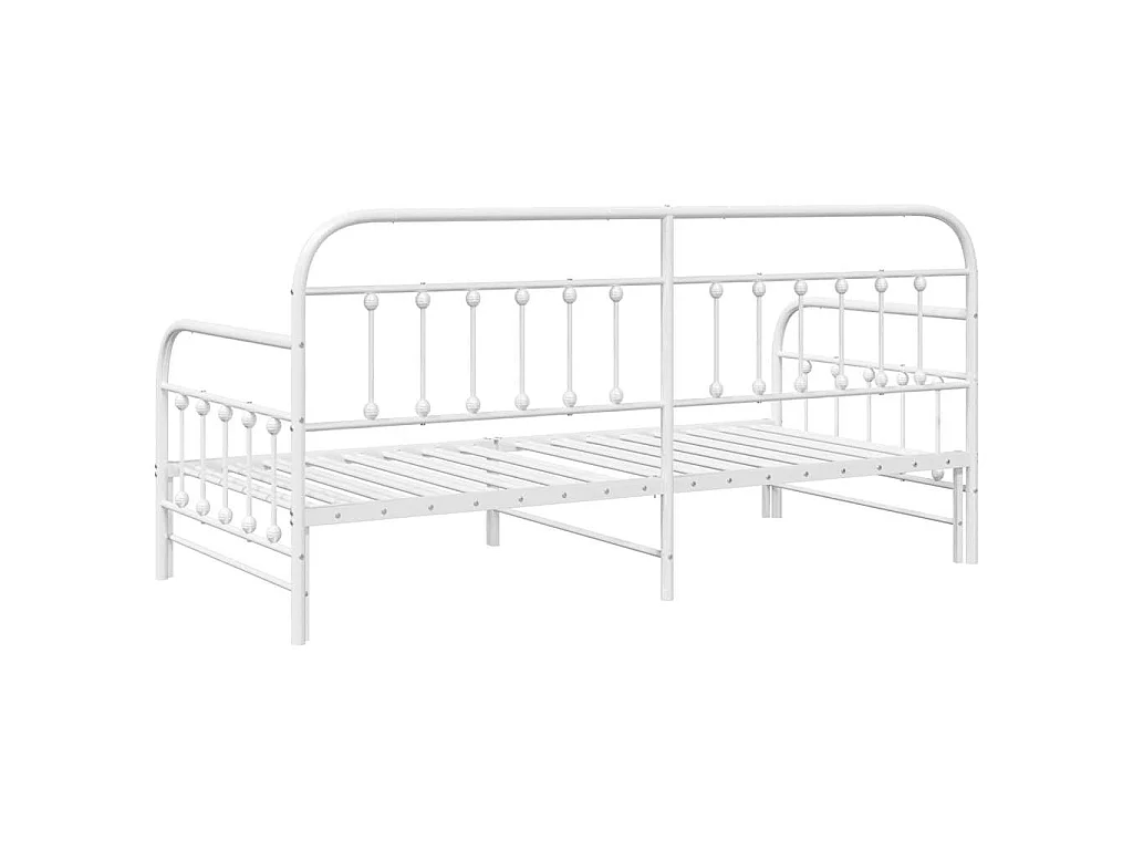 Cadre de lit de jour Blanc 90 x 190 cm Acier enduit de poudre
