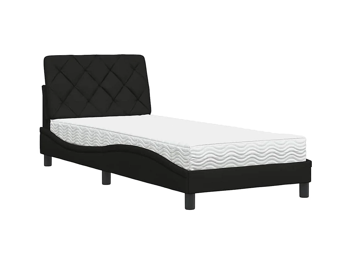 Bett mit Matratze Schwarz 90x190 cm Stoff