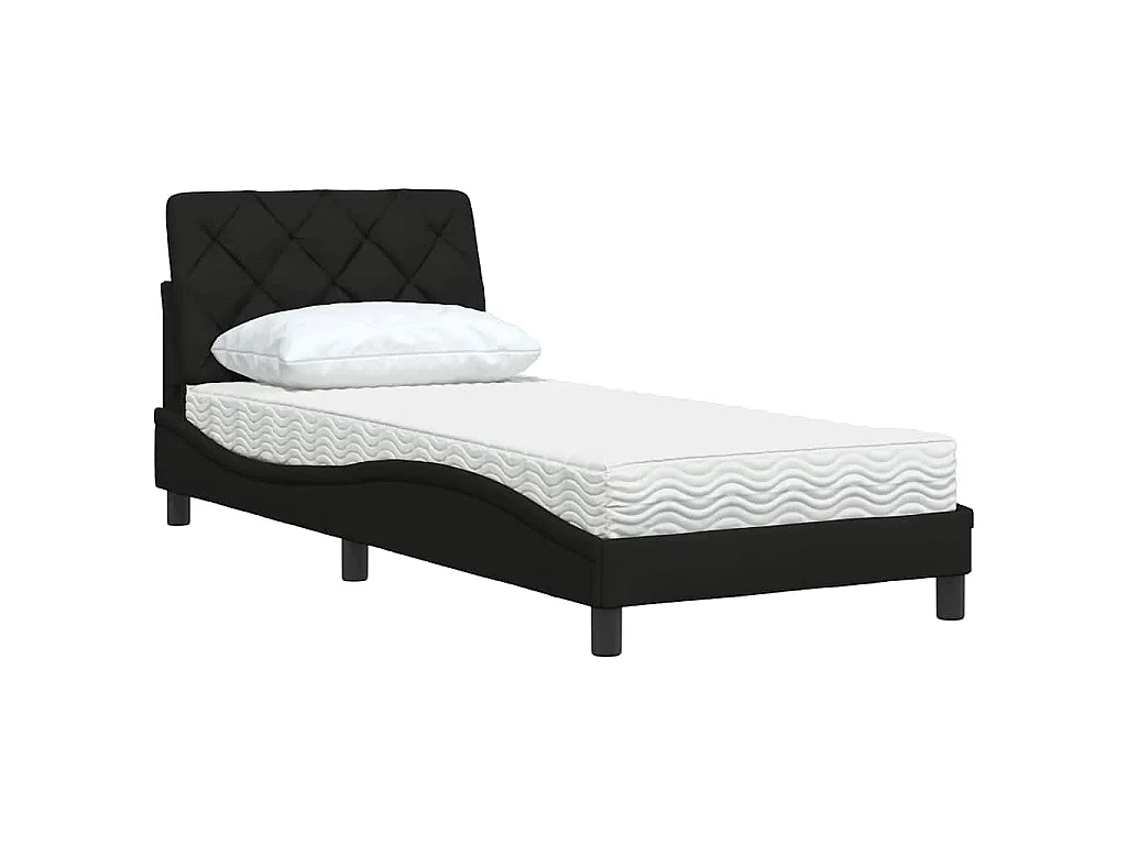 Cama com colchão 90x190 cm tecido preto