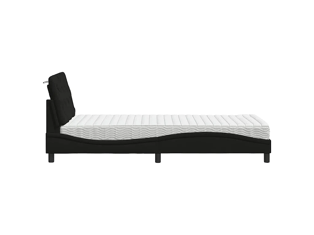 Cama com colchão 90x190 cm tecido preto