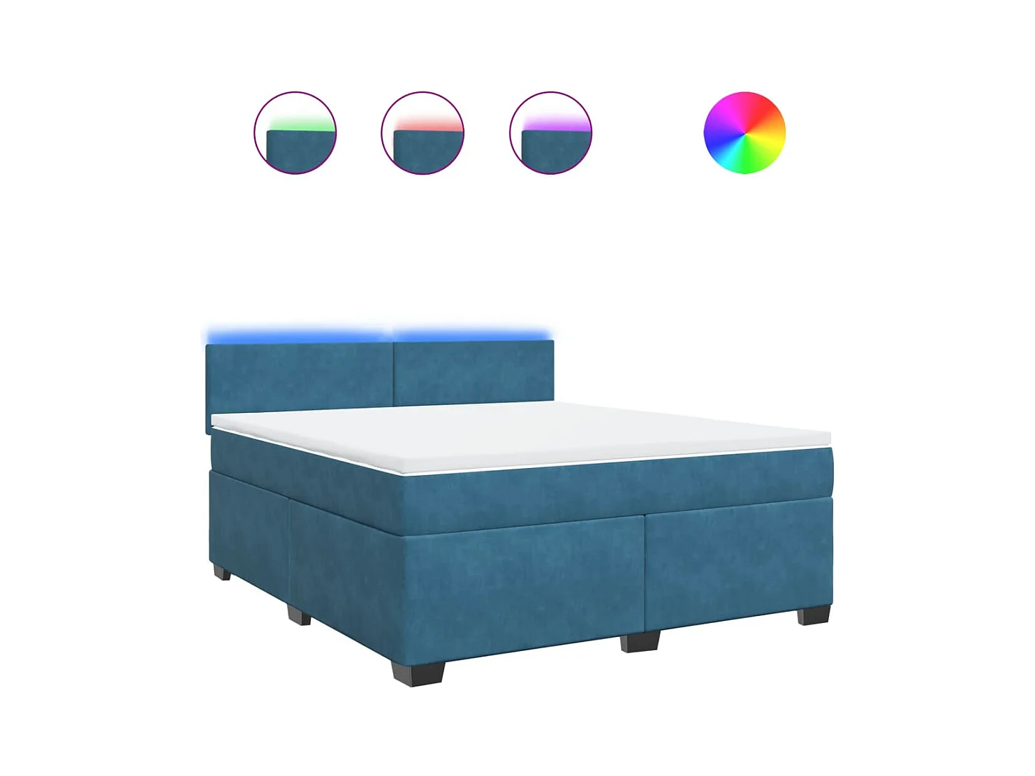 Boxspringbett mit Matratze Blau 180x200 cm Samt