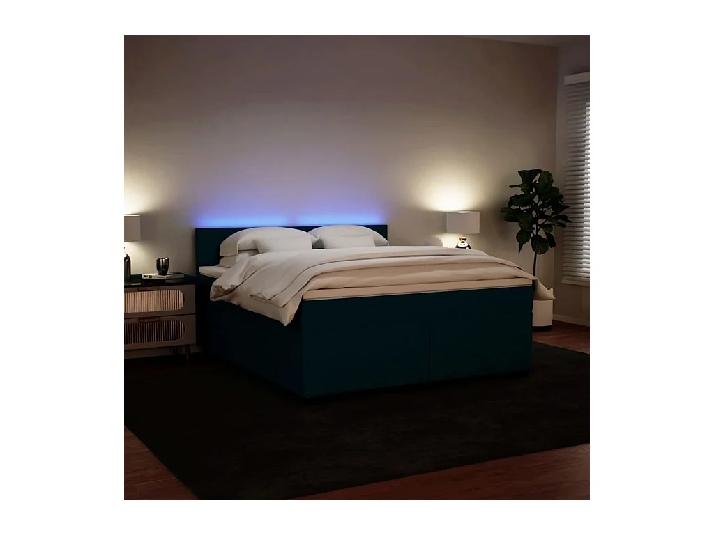 Boxspringbett mit Matratze Blau 180x200 cm Samt