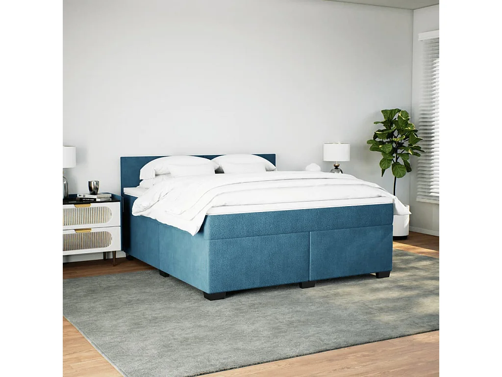 Boxspring met matras fluweel blauw 180x200 cm