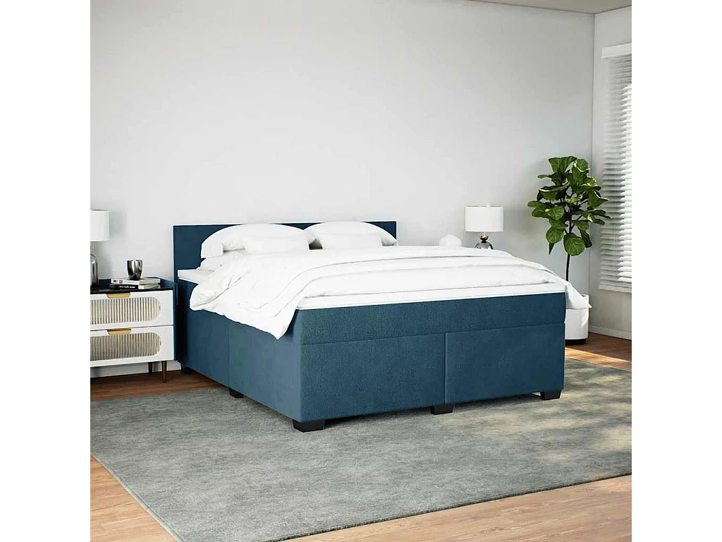 Giroletto a Molle con Materasso Blu 180x200 cm in Velluto