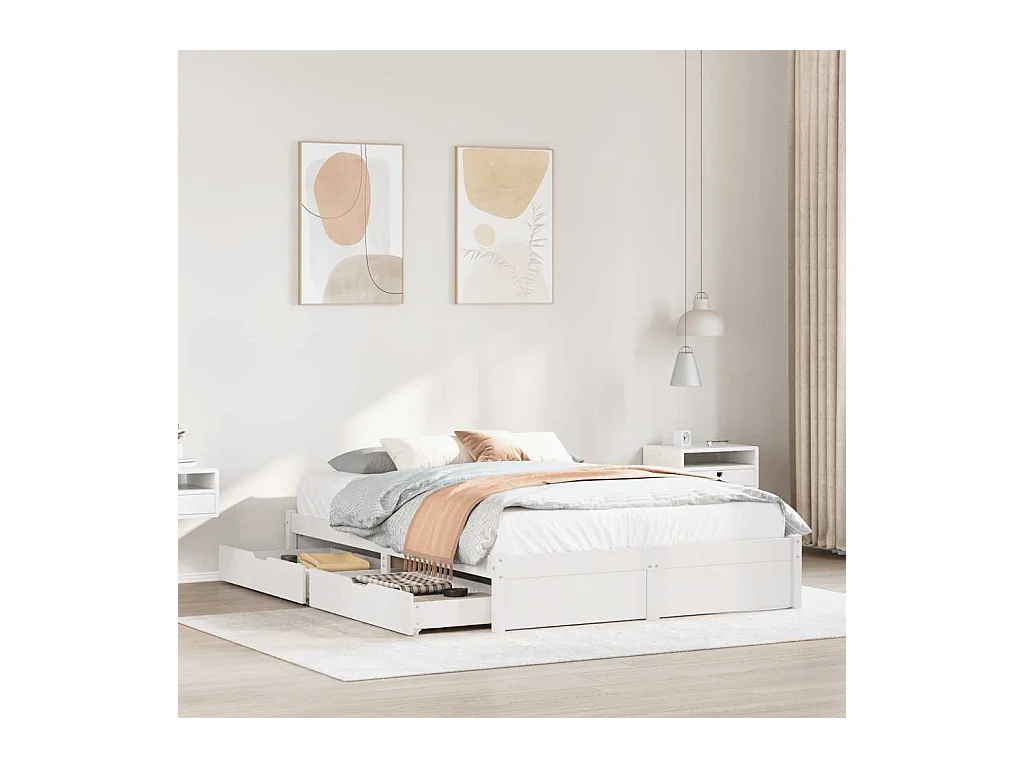 Letto senza Materasso Bianco 140x200 cm Legno Massello di Pino