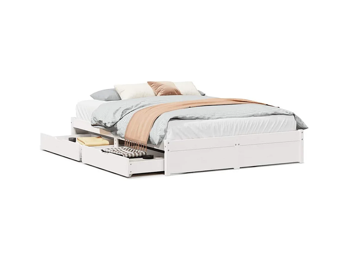 Letto senza Materasso Bianco 140x200 cm Legno Massello di Pino