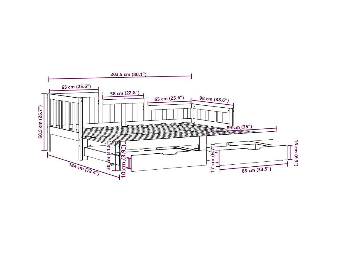 Divano Letto Estraibile con Cassetti senza Materasso 90x200 cm