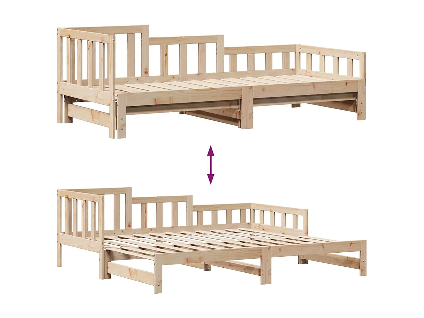 Tagesbett Ausziehbar mit Schubladen ohne Matratze 90x200 cm