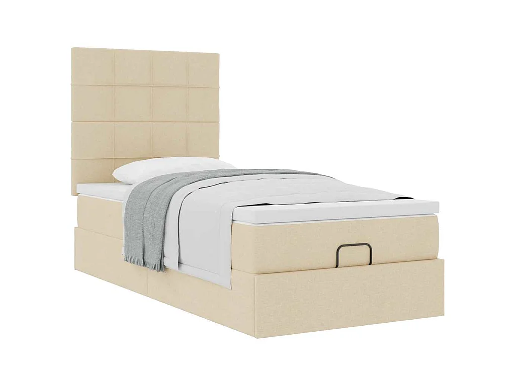 Bed met matras 90x200 cm stof crèmekleurig