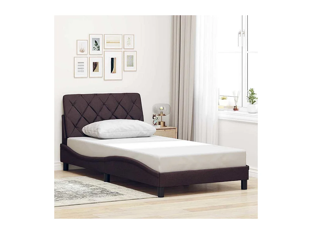 Bedframe zonder matras 100x200 cm stof donkerbruin