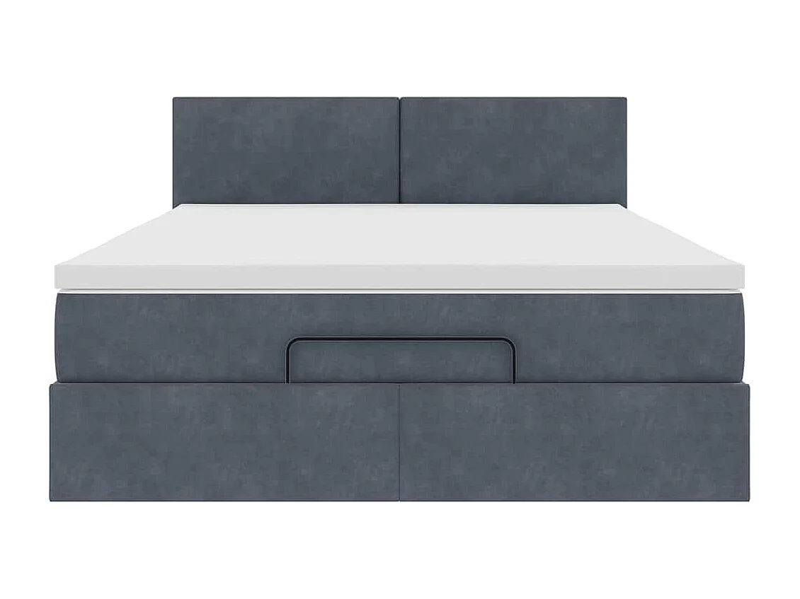 Cadre de lit ottoman avec matelas gris foncé 140x190 cm velours