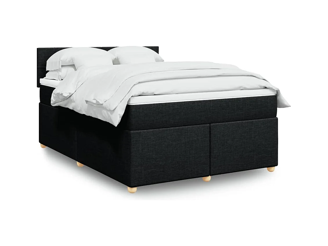 Sommier à lattes de lit avec matelas Noir 140x190 cm Tissu