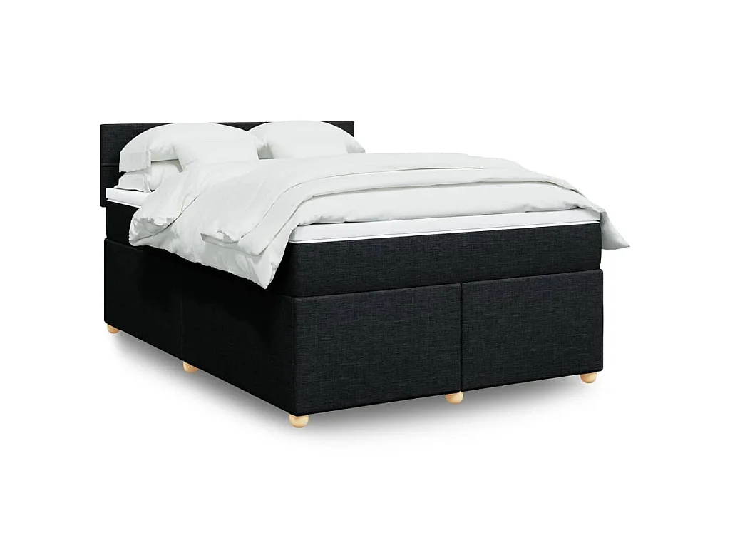 Cama com molas/colchão 140x190 cm tecido preto