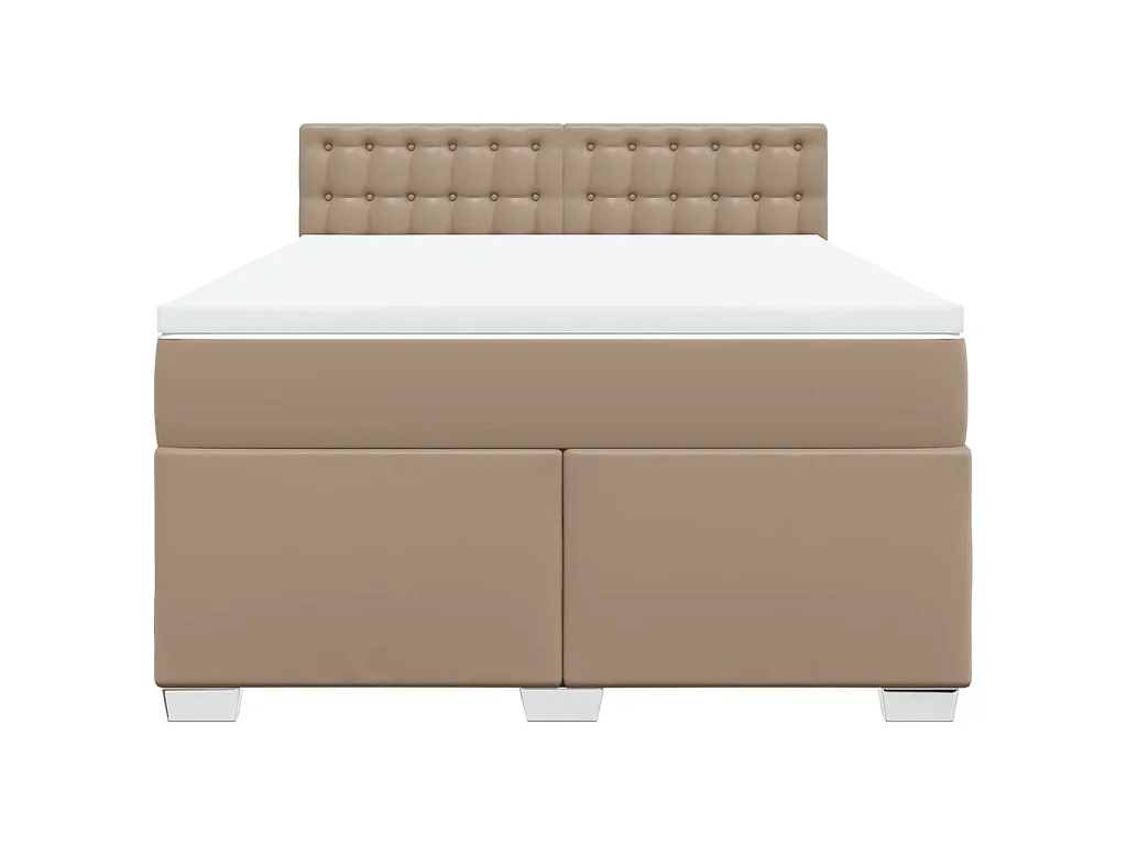 Cama box spring con colchón cuero sintético capuchino 140x200cm