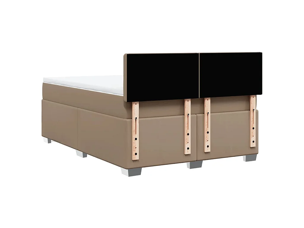 Cama box spring con colchón cuero sintético capuchino 140x200cm