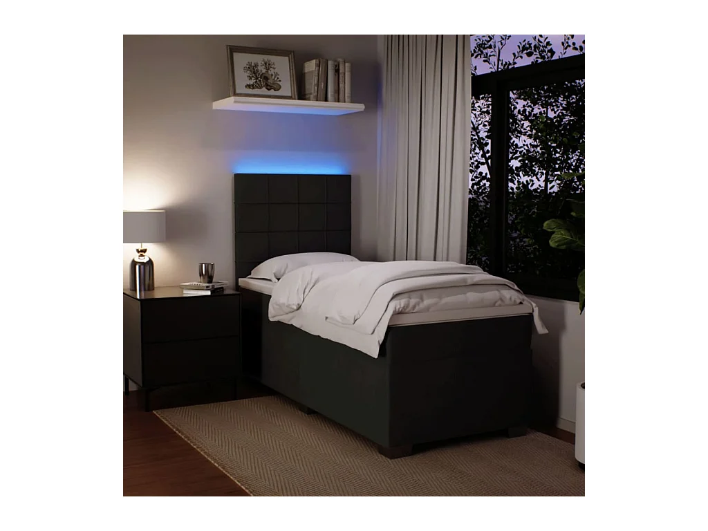 Sommier à lattes de lit avec matelas Noir 90x200 cm Velours