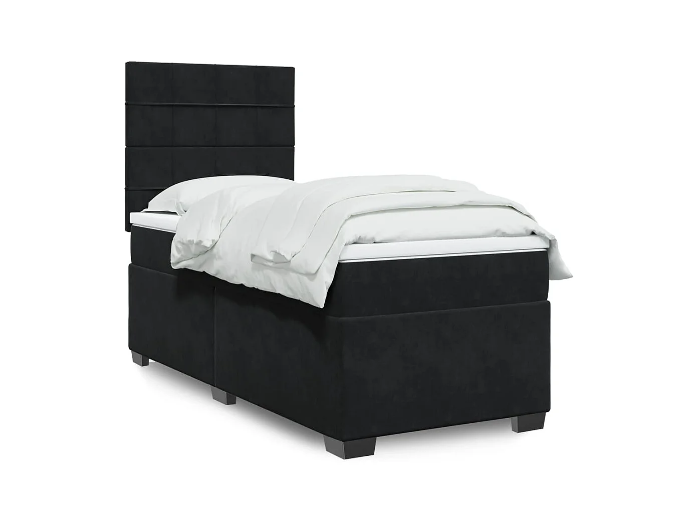 Sommier à lattes de lit avec matelas Noir 90x200 cm Velours
