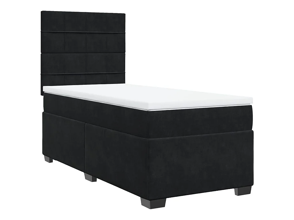 Giroletto a Molle con Materasso Nero 90x200 cm in Velluto