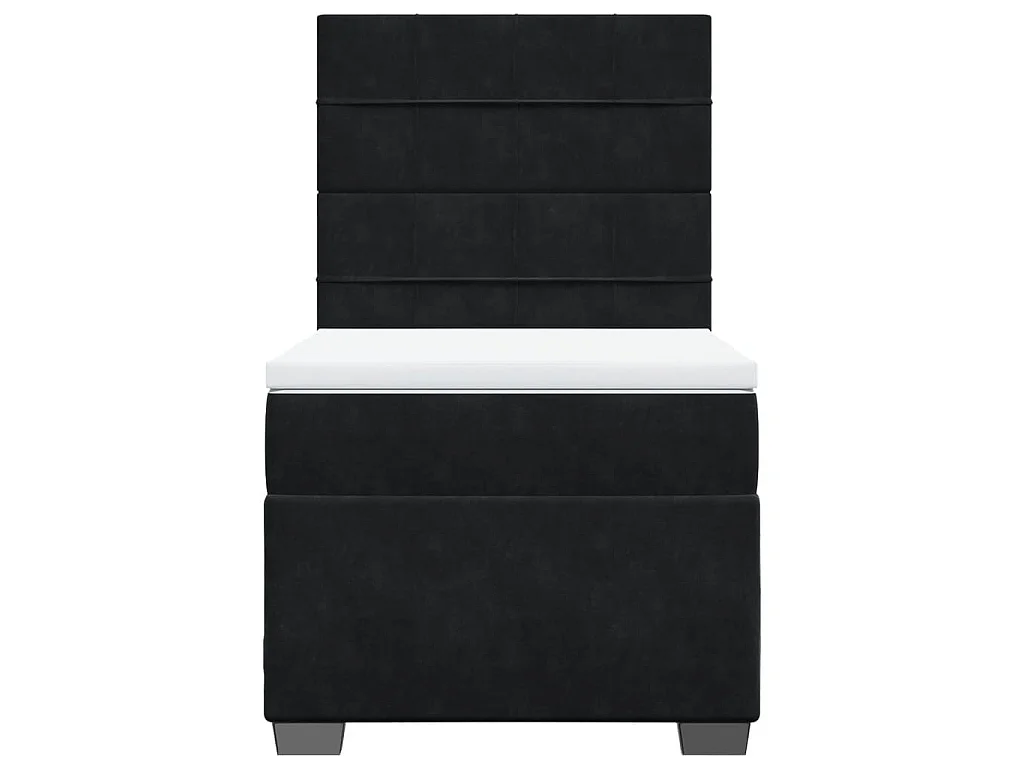 Giroletto a Molle con Materasso Nero 90x200 cm in Velluto