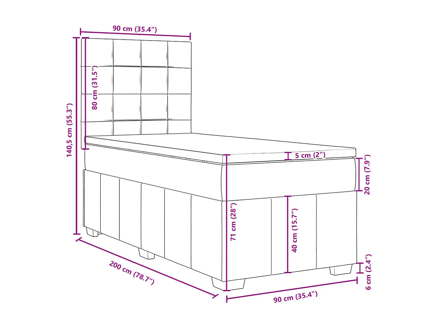 Giroletto a Molle con Materasso Blu 90x200 cm inTessuto