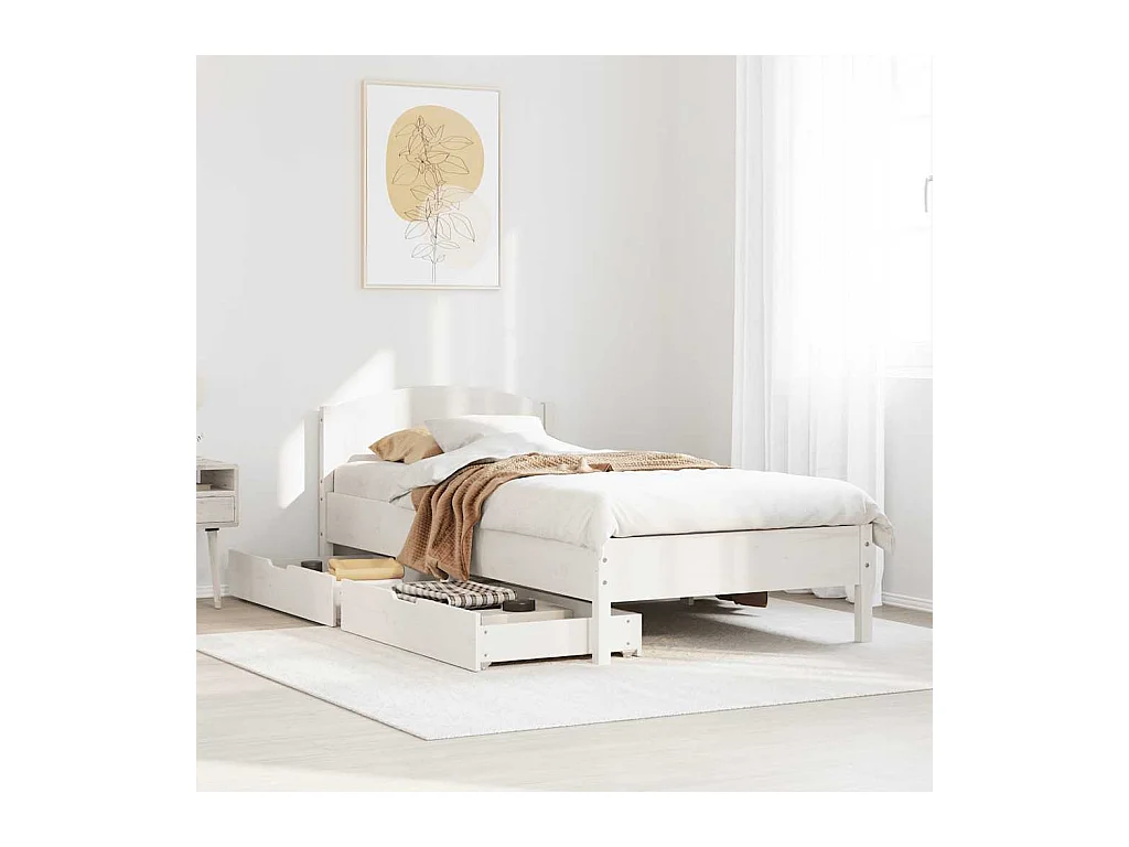 Letto senza Materasso Bianco 90x200 cm Legno Massello di Pino