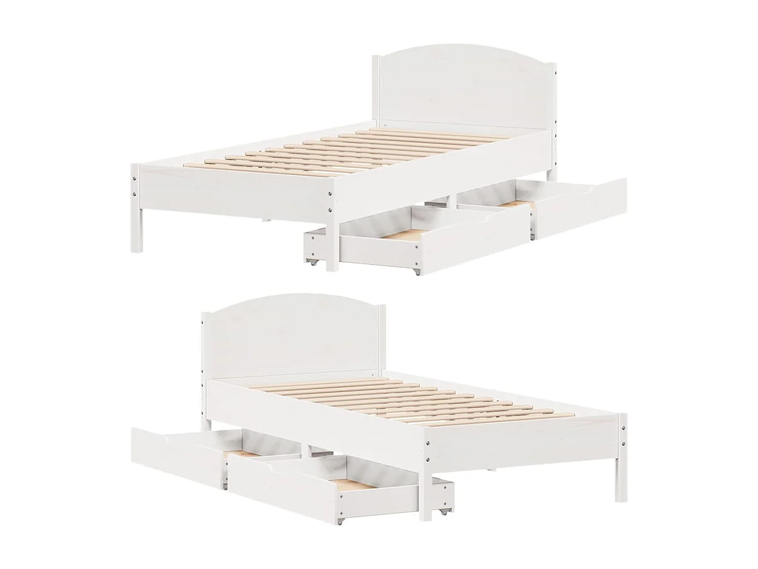 Letto senza Materasso Bianco 90x200 cm Legno Massello di Pino