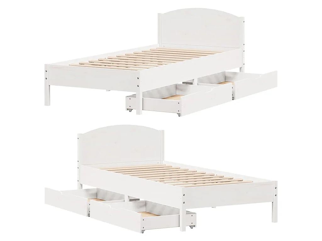Estructura de cama sin colchón madera de pino blanca 90x200 cm