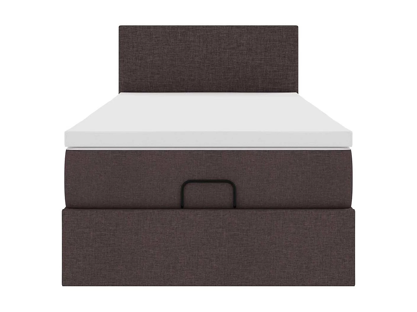 Pouf Letto con Materasso Marrone Scuro 90x200 cm in Tessuto