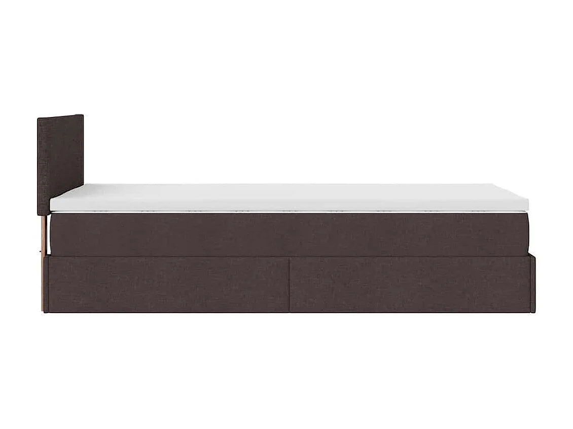 Pouf Letto con Materasso Marrone Scuro 90x200 cm in Tessuto