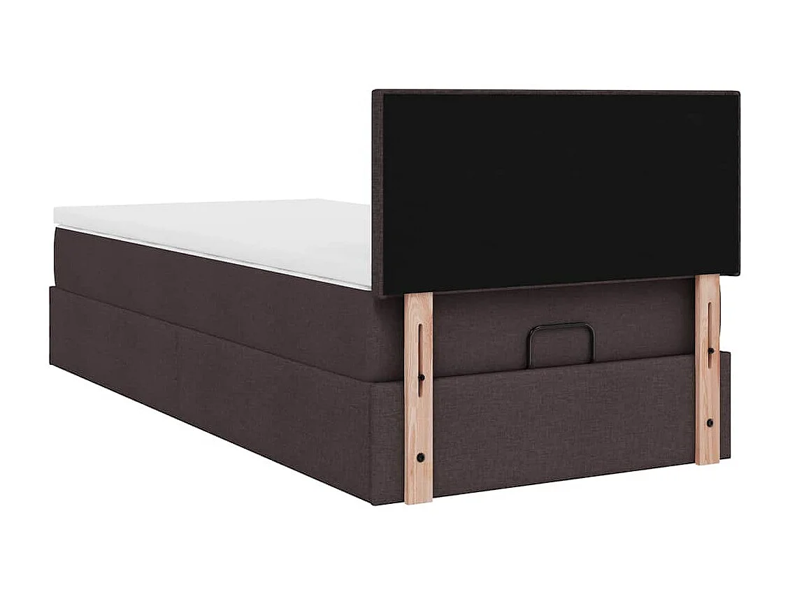 Pouf Letto con Materasso Marrone Scuro 90x200 cm in Tessuto