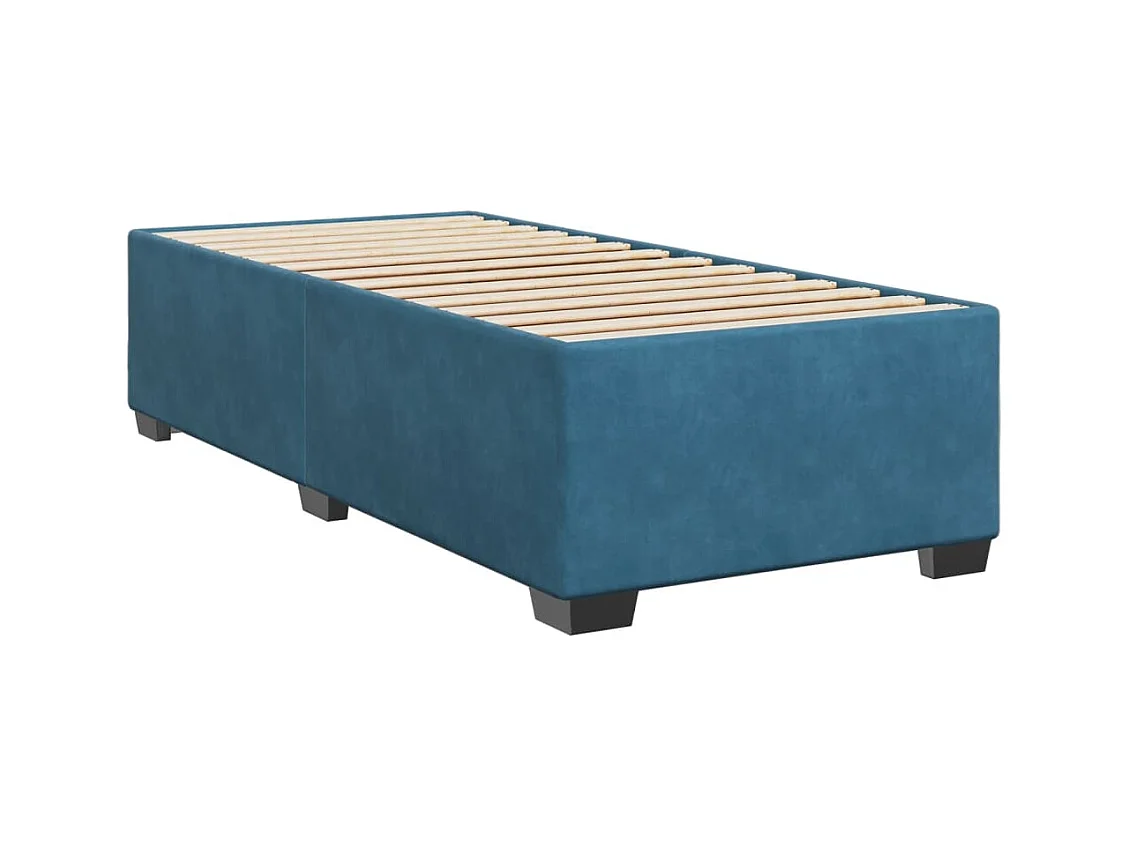 Sommier à lattes de lit avec matelas bleu 90x190 cm velours