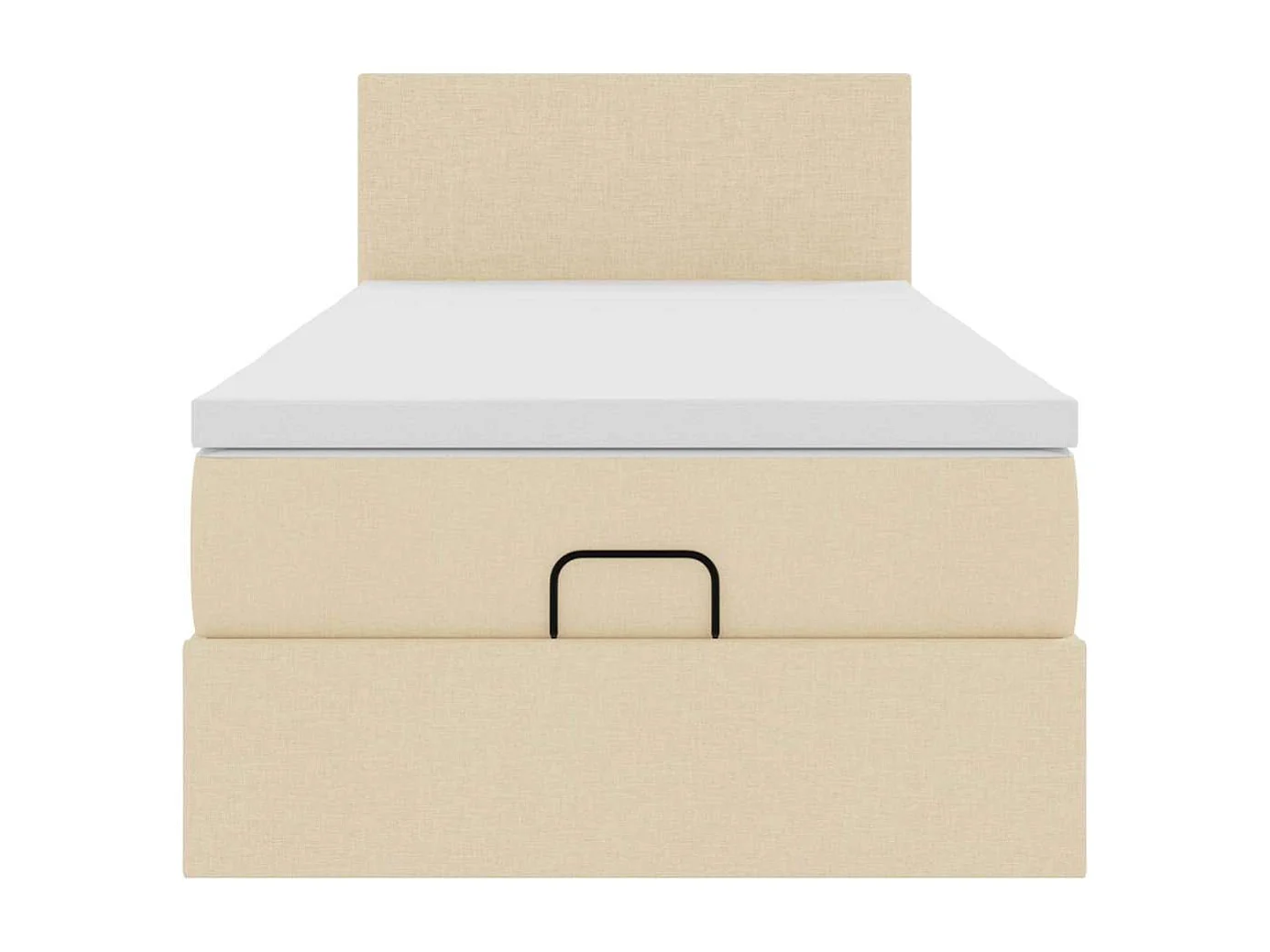 Ottomane Bett mit Matratze & LEDs Creme 90x200 cm Stoff