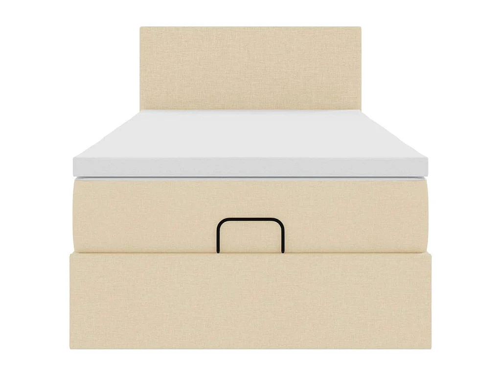Pouf Letto con Materasso e LED Crema 90x200 cm in Tessuto