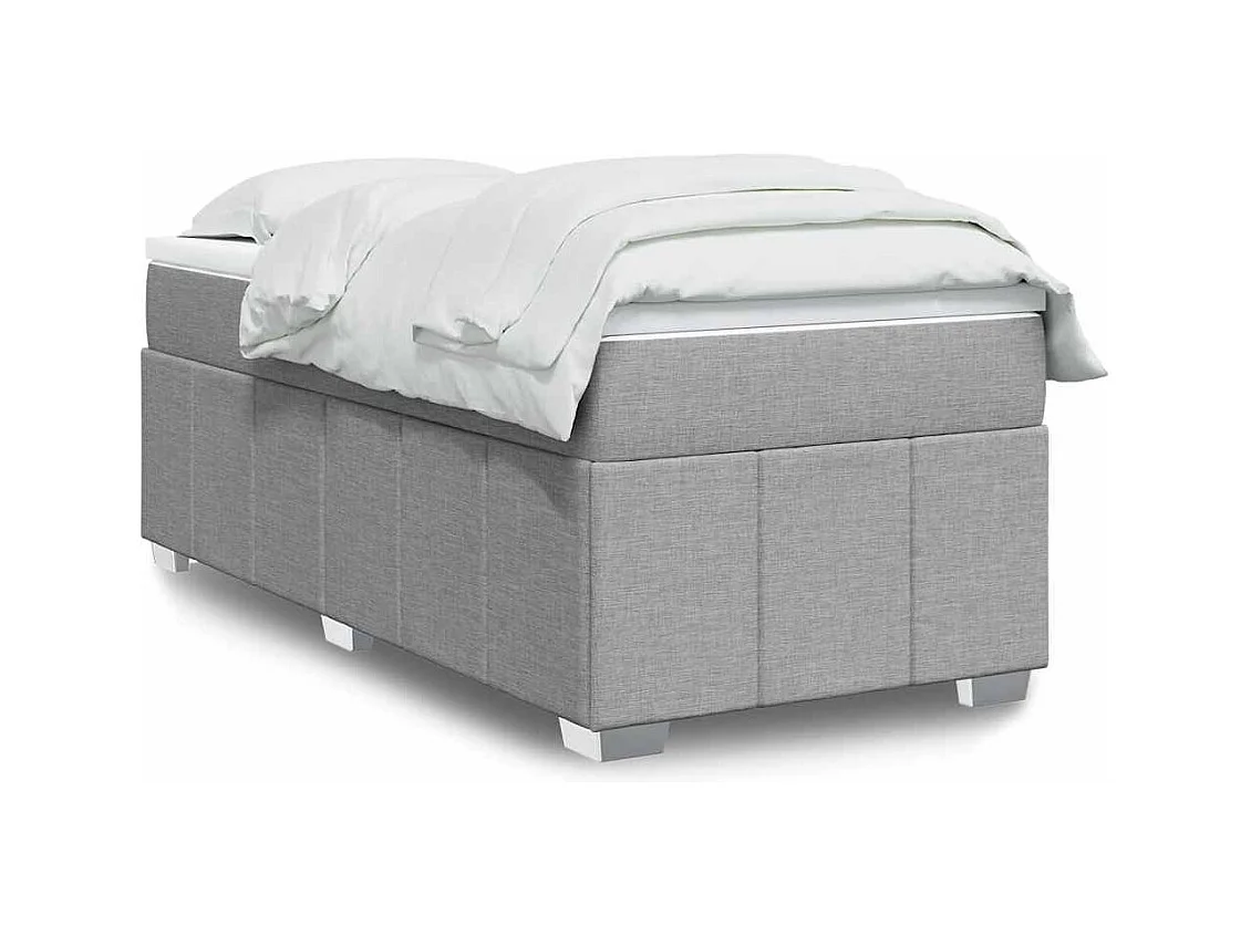 Sommier à lattes de lit avec matelas Gris clair 100x200cm Tissu
